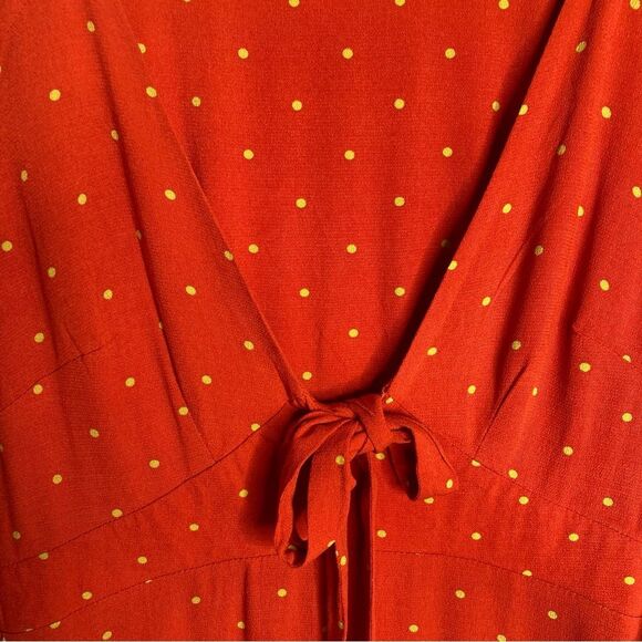 Free People All Yours Mini Dress Polka Dot Flame Red Size 8 Medium - Picture 5 of 13